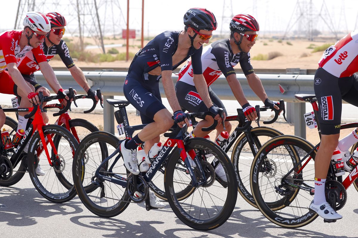 UAE Tour 2021 3rd Edition 3rd stage Strata Manufactoring Jebel Hafeet 166 km 23022021 Adam Yates GBR Ineos Grenadiers Caleb Ewan AUS Lotto Soudal photo Luca BettiniBettiniPhoto2021