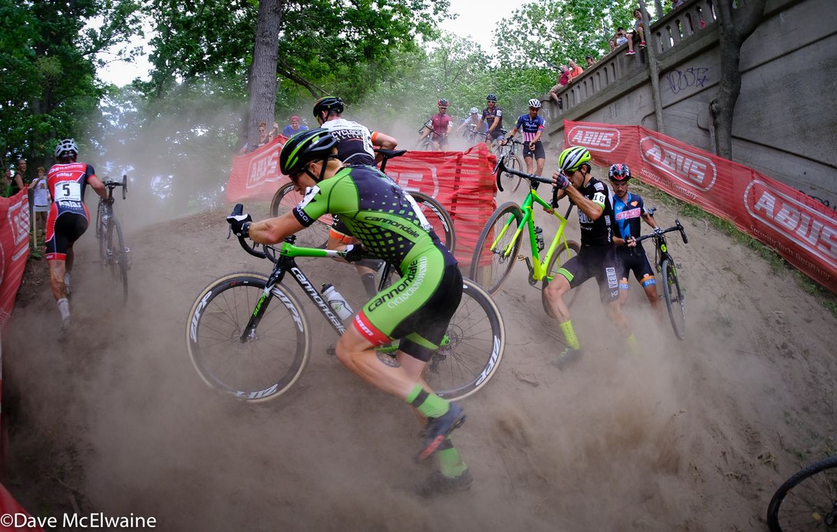 Stephen Hyde (Cannondale) trying to work his way to the front during lap one.