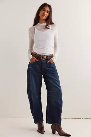 We the Free Good Luck Mid-Rise Barrel Jeans