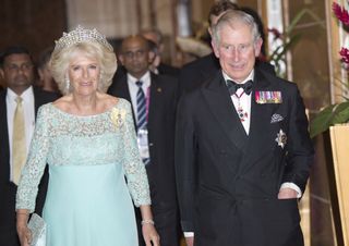 Camilla, Duchess of Cornwall and Prince Charles, Prince of Wales arrive at the CHOGM Dinner at the Cinnamon Lakeside Hotel during the Commonwealth Heads of Government 2013 Opening Ceremony