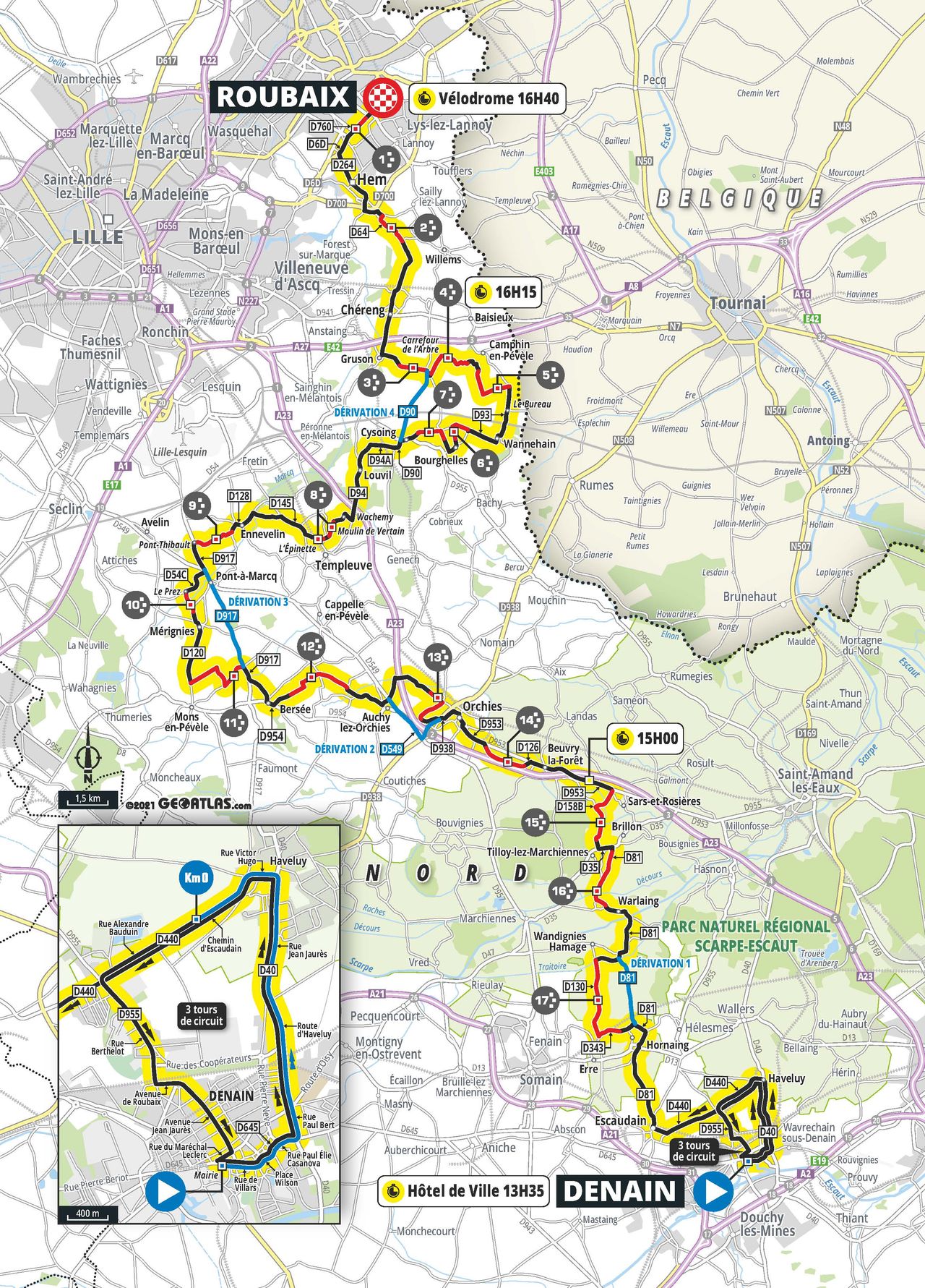 The map of the 2021 Paris-Roubaix Femmes
