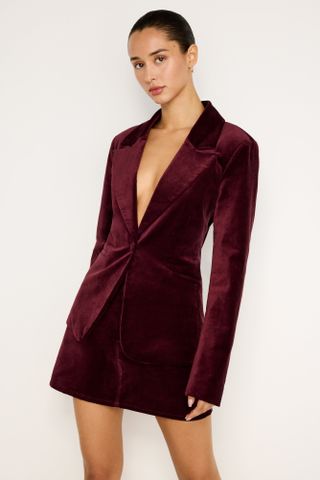 Velvet Sculpted Blazer | Oxblood002