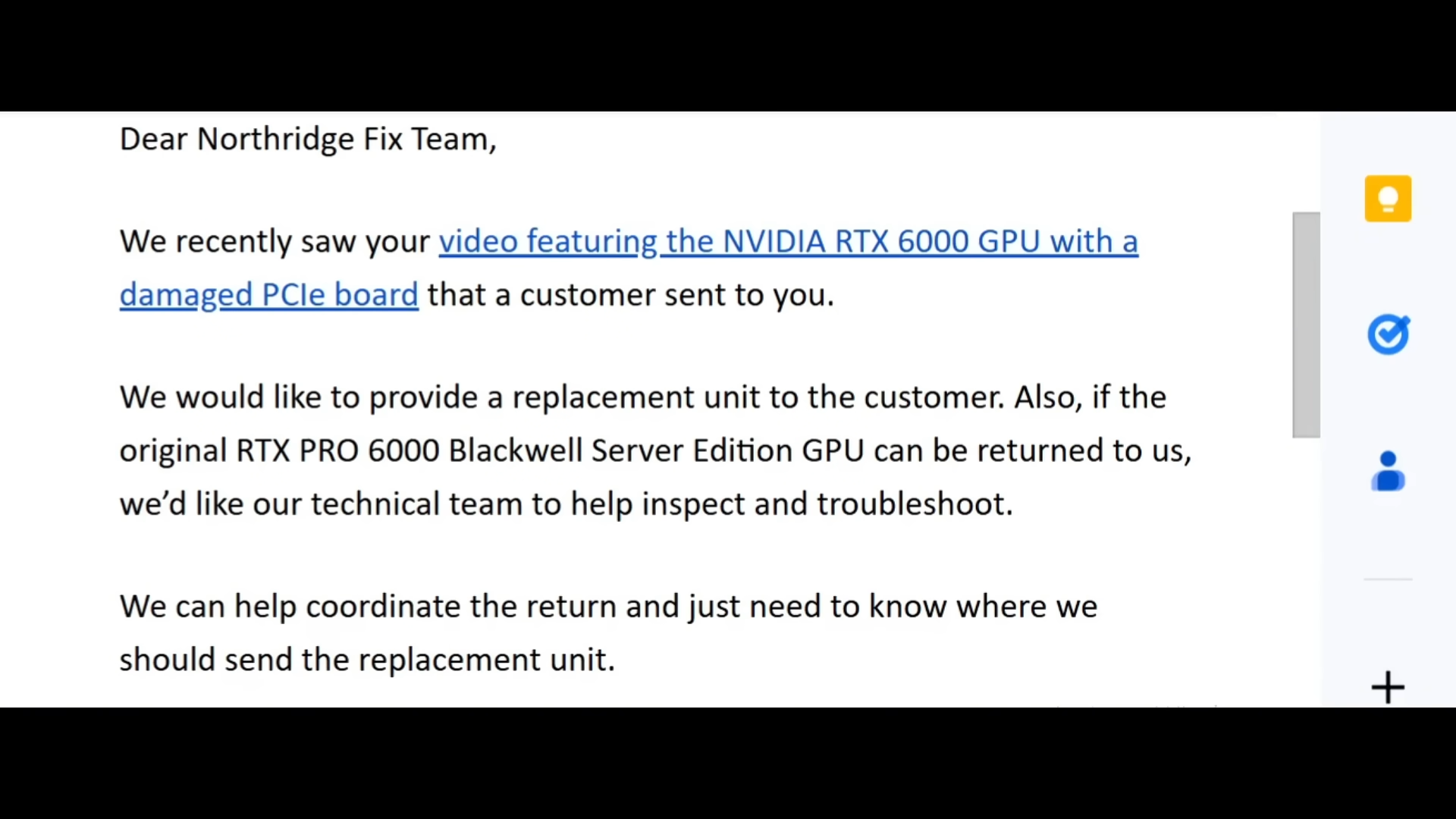 NorthridgeFix Nvidia response