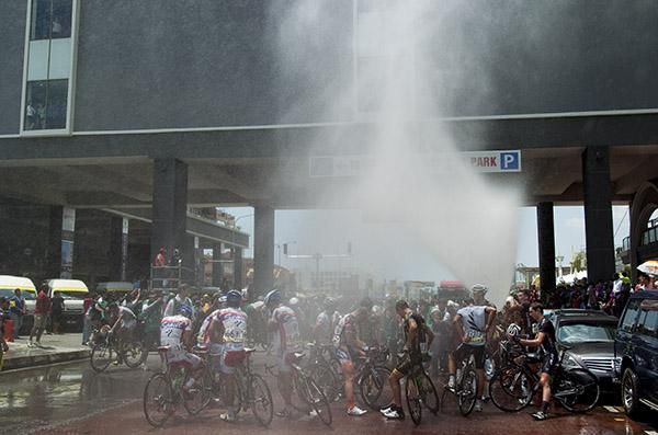Riders would have appreciated the customary post-stage spray from local firemen in Melaka after a stinking hot day in the saddle.