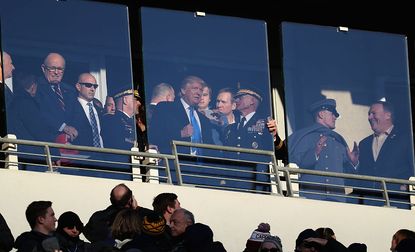 Donald Trump watches the Army-Navy game