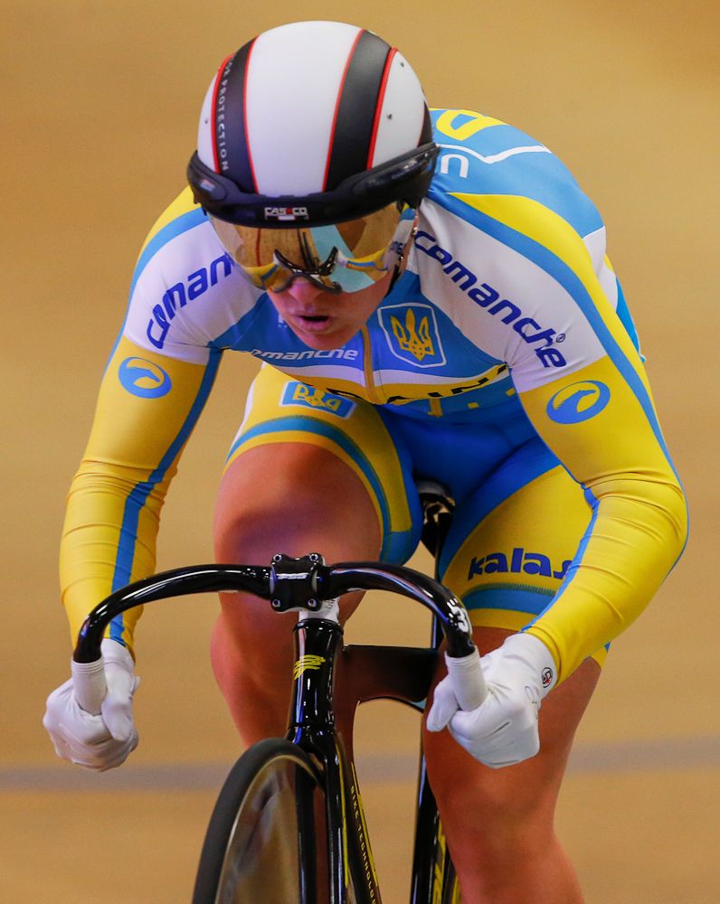A Ukranian rider in action at the European Track Championships.
