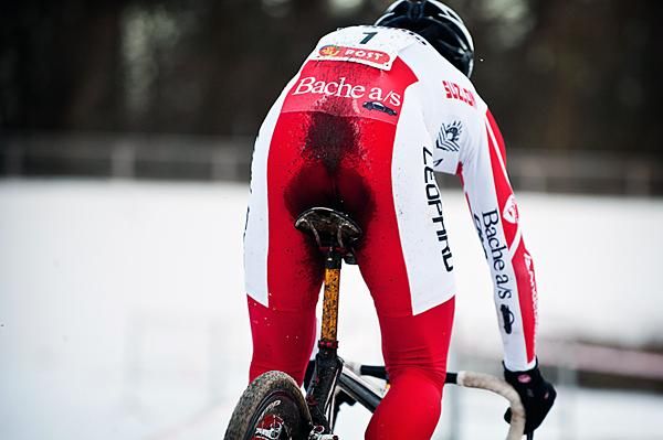 The ground was partly covered with snow and ice in Denmark. The organisers had to throw salt to increase safety for the riders, creating a few wet sections.