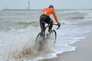 OOSTENDE BELGIUM JANUARY 31 Mathieu Van Der Poel of The Netherlands Sea Sand Beach during the 72nd UCI CycloCross World Championships Oostende 2021 Men Elite UCICX CXWorldCup Ostend2021 CX on January 31 2021 in Oostende Belgium Photo by Luc ClaessenGetty Images
