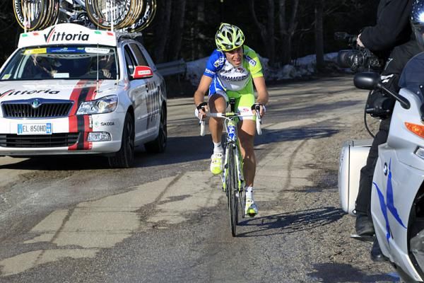 Vincenzo Nibali (Liquigas-Cannondale) attacked with 4km to go on the summit finish and rode alone to victory.