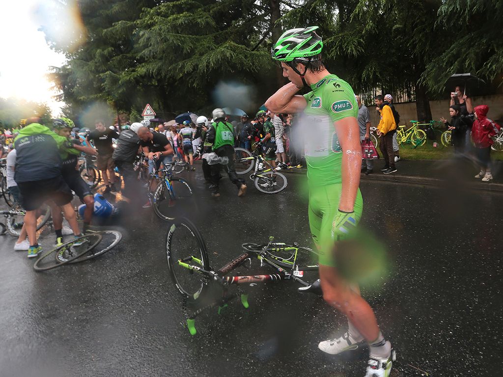 Sagan is famous for his bike handling skills and rarely crashes