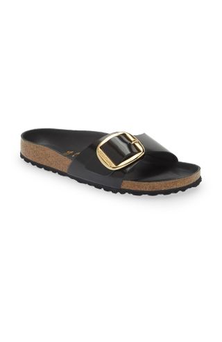 Birkenstock Madrid Big Buckle Slide Sandals in Black