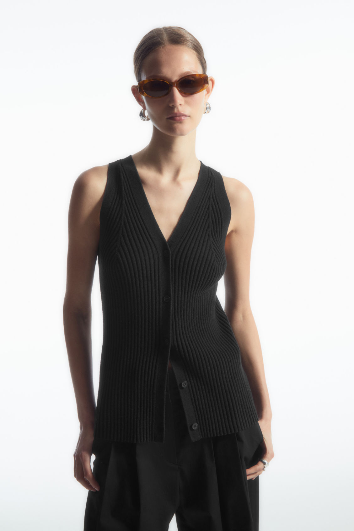 Rib-Knit V-Neck Vest