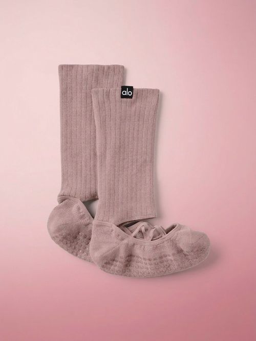 Women's Strappy Siren Grip Sock - Taupe
