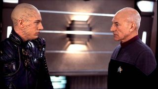 Patrick Stewart and Tom Hardy in "Star Trek: Nemesis" (2002).