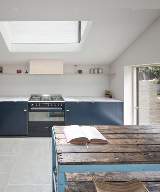 Remodeled kitchen with side return extension and roof skylight