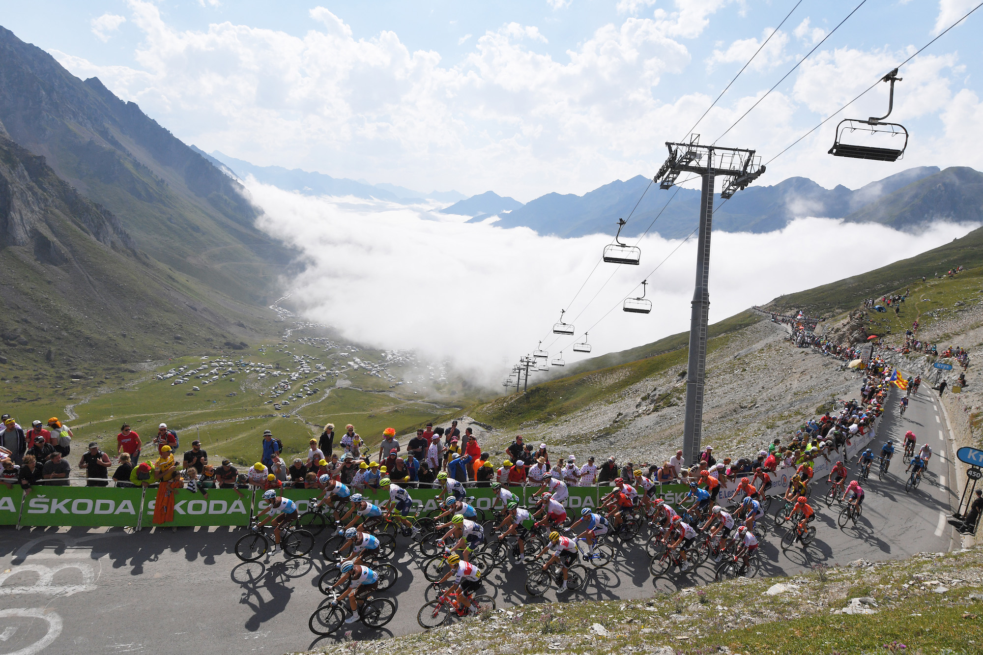 Group Of Cyclists On Col Du Tourmalet Tour De France 2018