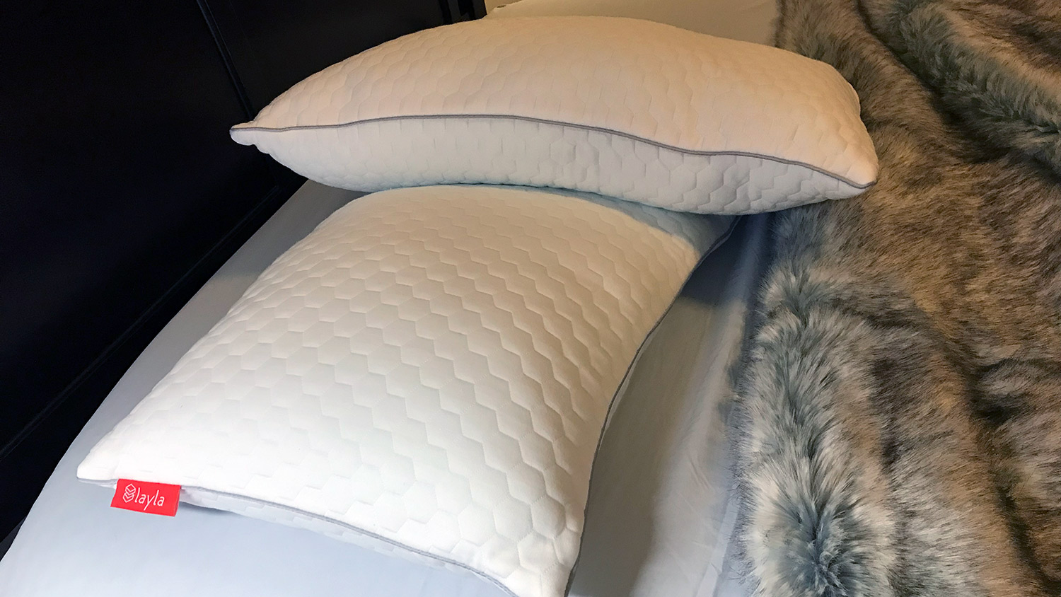 Two Layla Memory Foam Pillows on a bed