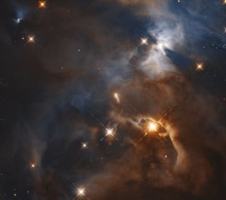 In this image taken by the Hubble Space Telescope and released June 25, 2020, you can see the star nicknamed "Bat Shadow" for the flapping, bat-shaped shadow feature it has.