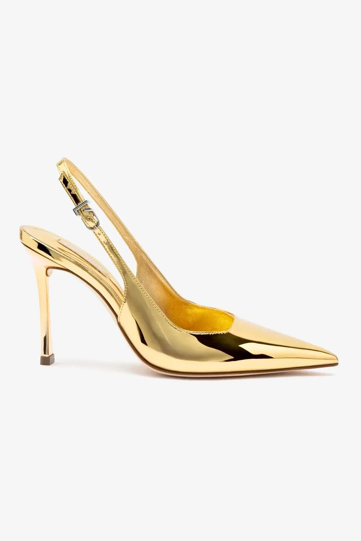 Larroudé, Kaitlan Pump in Gold Specchio