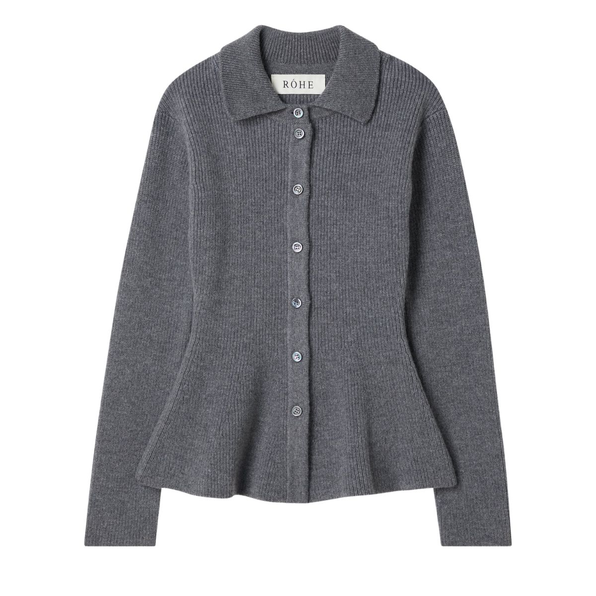 Waisted Rib Cardigan | Dark Grey Melange