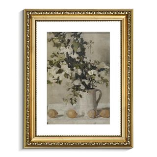 Viyyiea Vintage Gold Framed Botanical Wall Art, Bedroom Living Room Flowers and Lemons Wall Decor, Canvas Prints, Antique Picture Frame Still Life Paintings Home Farmhouse Cottage Decor,11x14 Inch