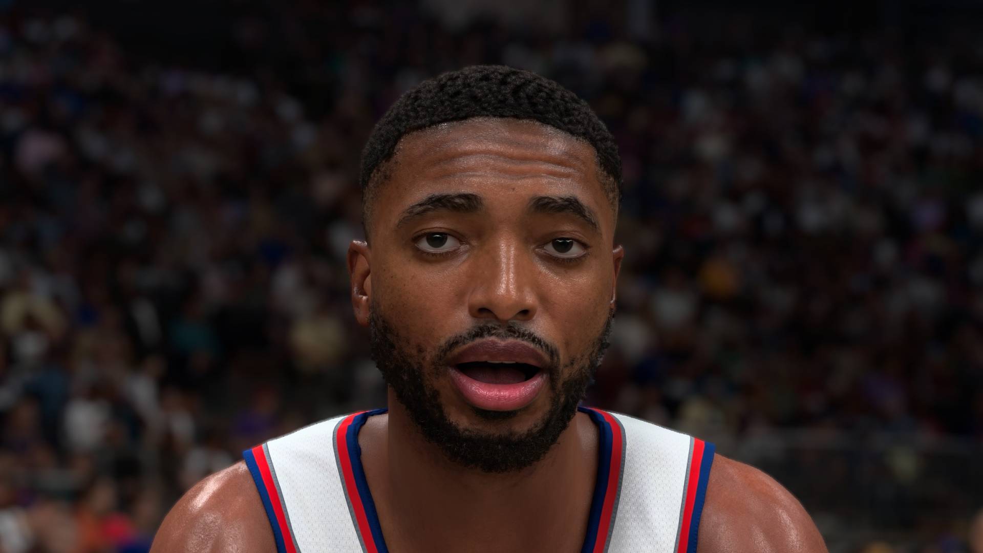 A basketball player looking astonished in NBA 2K27