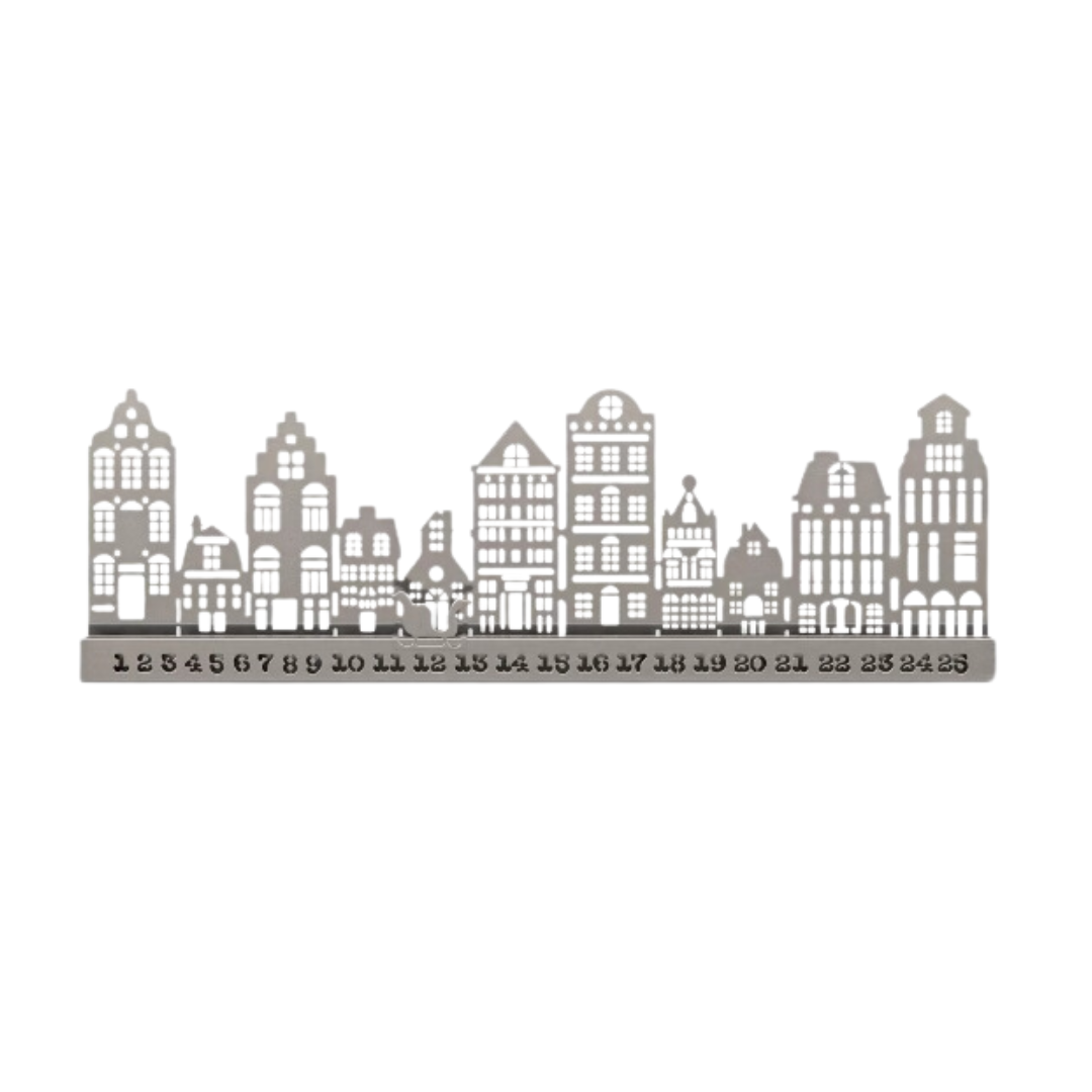 5" Metal Cityscape Christmas Countdown Advent Calendar Silver - Wondershop™