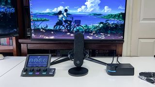 Beacn Studio on desk with Mix Create and SteelSeries mic