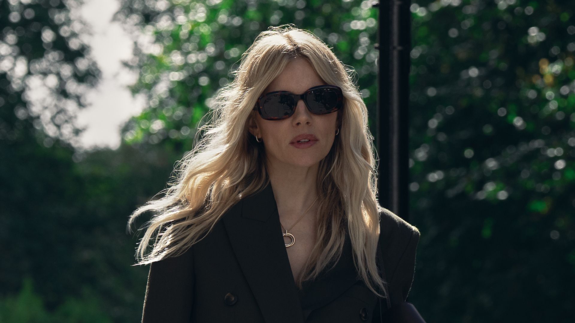 Sienna Miller's War wardrobe is a masterclass in modern dressing, from court-ready tailoring to cosy autumn outfits