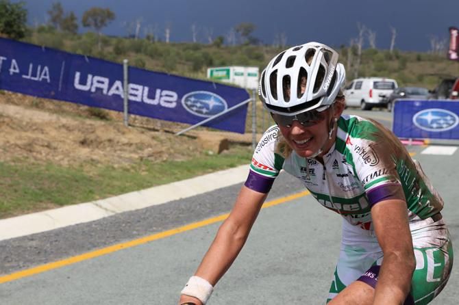 Irish champion and race winner Jenny Fay after crossing the finish line