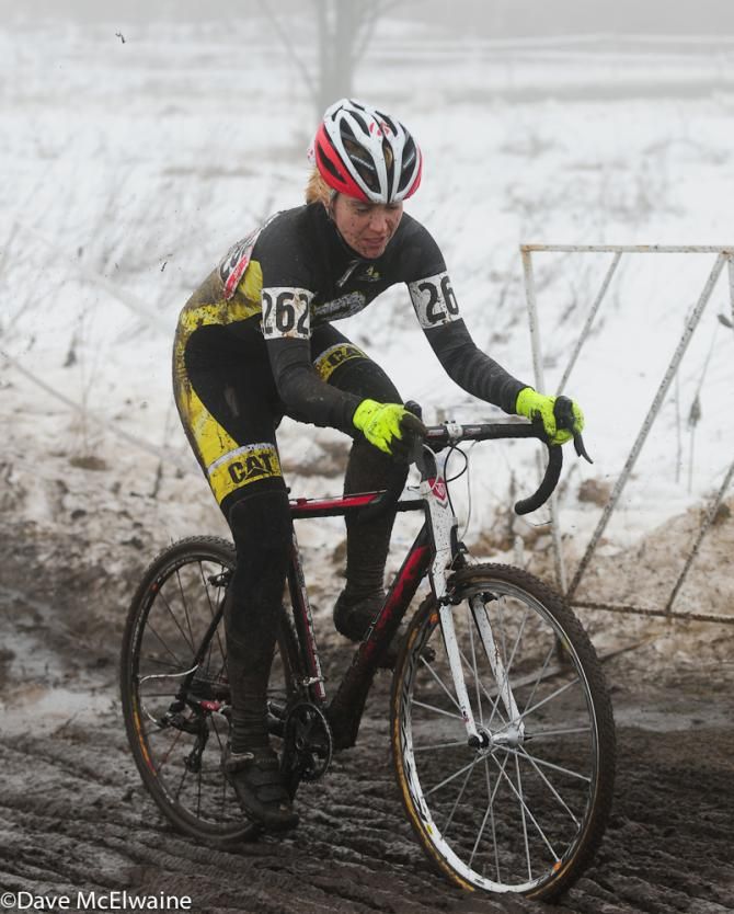 Marion Jamison (Ladies First Racing) riding the mud