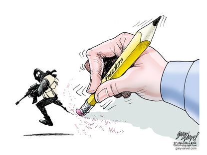 Editorial cartoon freedom of speech terrorism