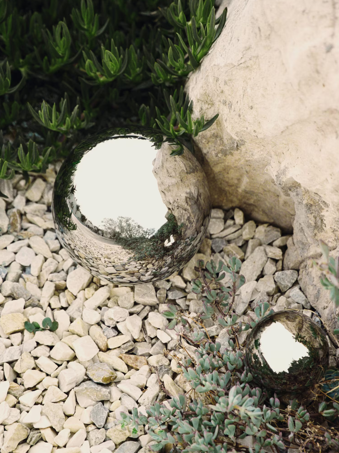 A glassy chrome outdoor sculptural sphere from H&amp;amp;M