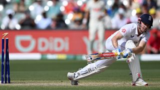 England's Harry Brook is bowled by Australia's Nathan Lyon during the Ashes 3rd Test
