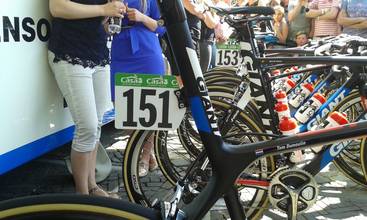 Dumoulin's seatpost and race number
