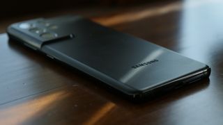 Samsung Galaxy S21 Ultra angled on table