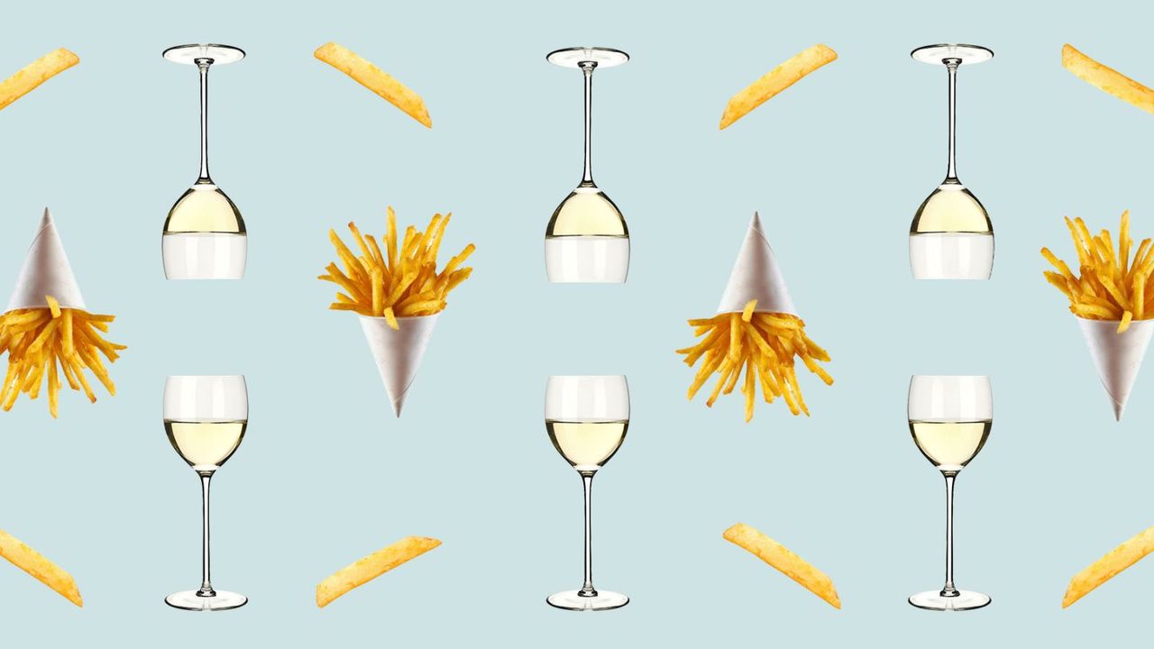 Wine, fries