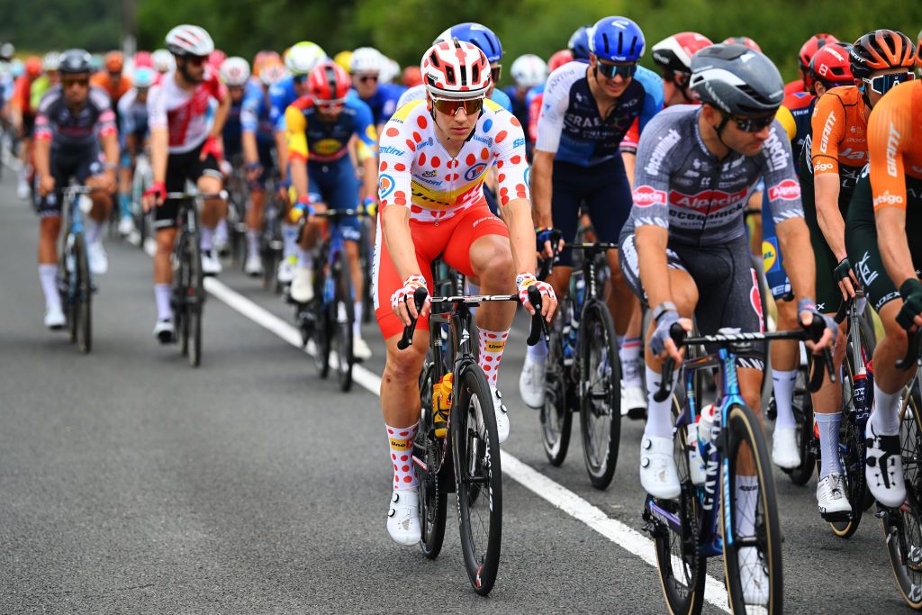 SAINTAMANDMONTROND FRANCE JULY 09 Jonas Abrahamsen of Norway and Team UnoX Mobility Polka Dot Mountain Jersey competes during the 111th Tour de France 2024 Stage 10 a 1873km stage from Orleans to SaintAmandMontrond UCIWT on July 09 2024 in Orleans France Photo by Dario BelingheriGetty Images
