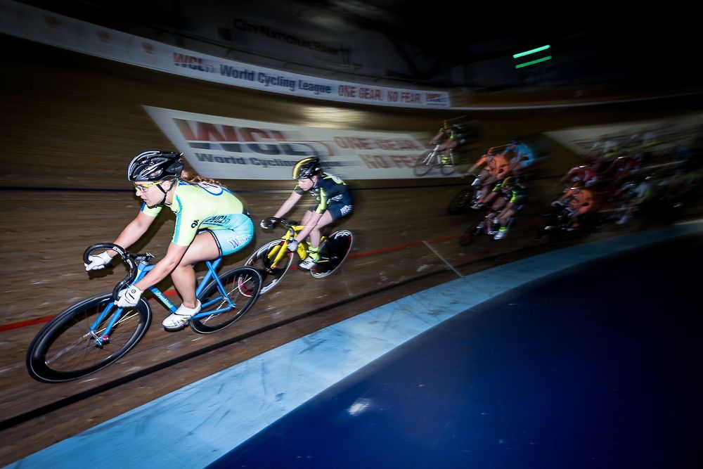 Alissa Maglaty of the California Wave rides in the women's elimination race