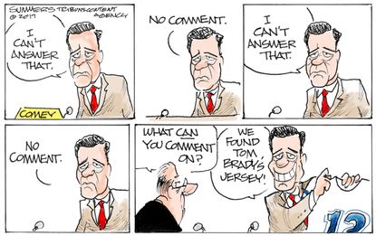 Political Cartoon U.S. Tom Brady Comey FBI