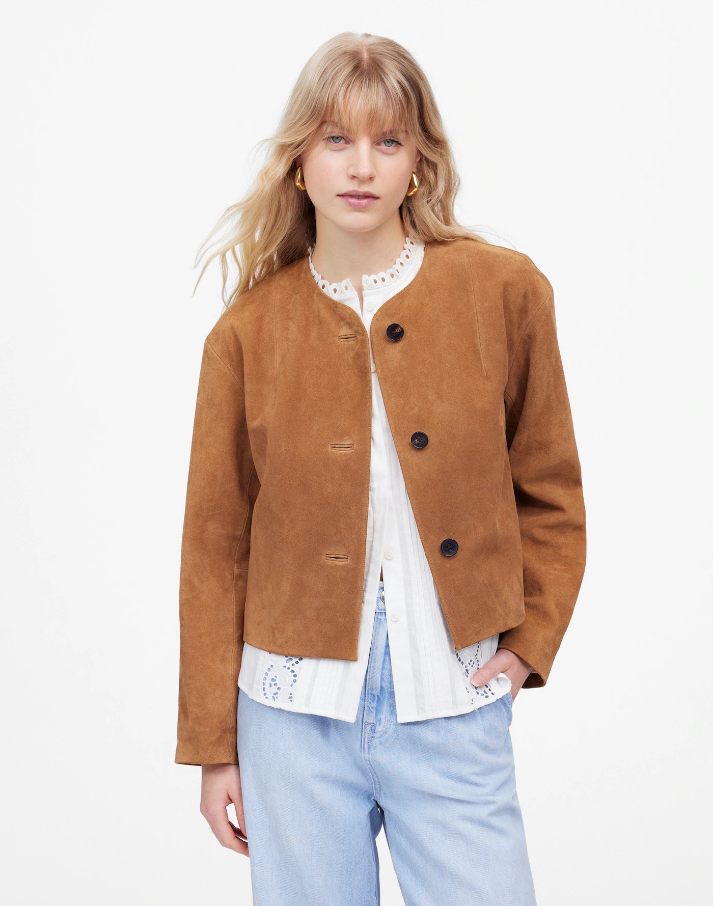 madewell, Crop Cardigan Jacket in Suede