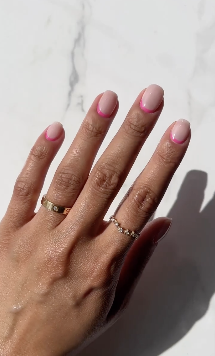 pink reverse french manicure