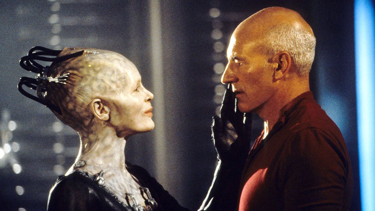 Picard meets the Borg Queen in Star Trek: First Contact. 