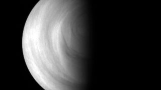 This image of the Venus southern hemisphere illustrates the terminator – the transitional region between the dayside (left) and nightside of the planet (right).