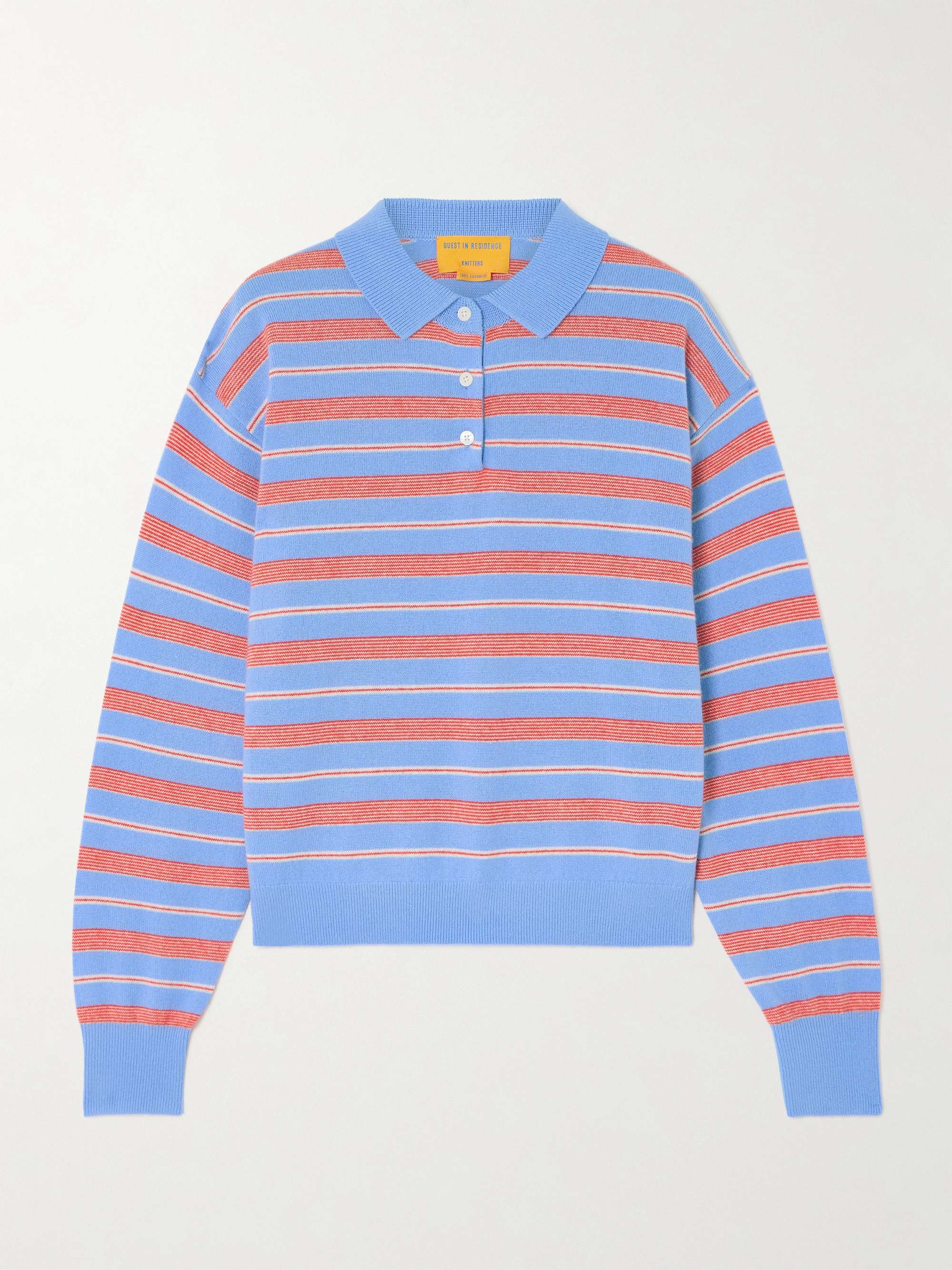 Striped Cashmere Polo Sweater