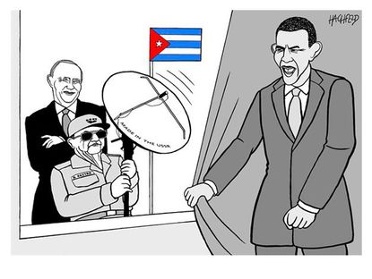 Political cartoon Russia Cuba spy