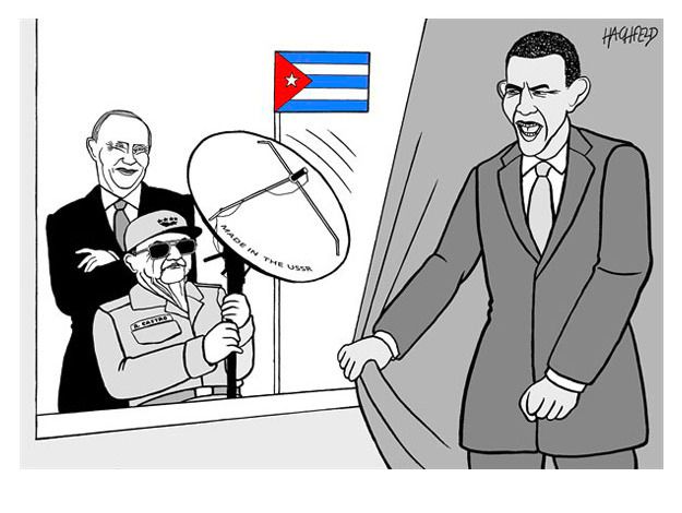 Political cartoon Russia Cuba spy