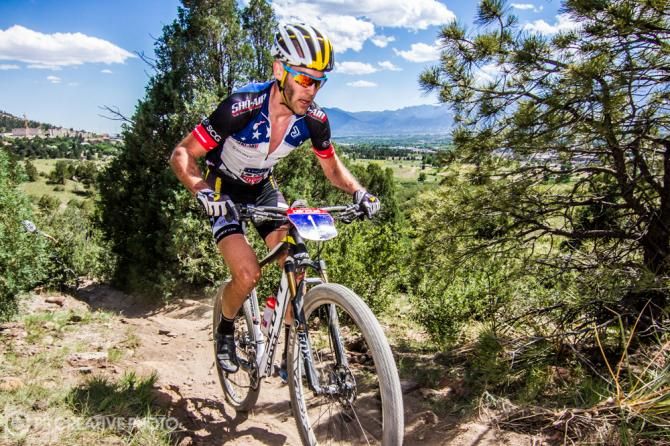 Geoff Kabush (Scott 3 Rox Racing) in the elite men's race in Colorado Springs, round 4 of the USA Cycling US Cup Series presented by Sho-Air Cycling Group