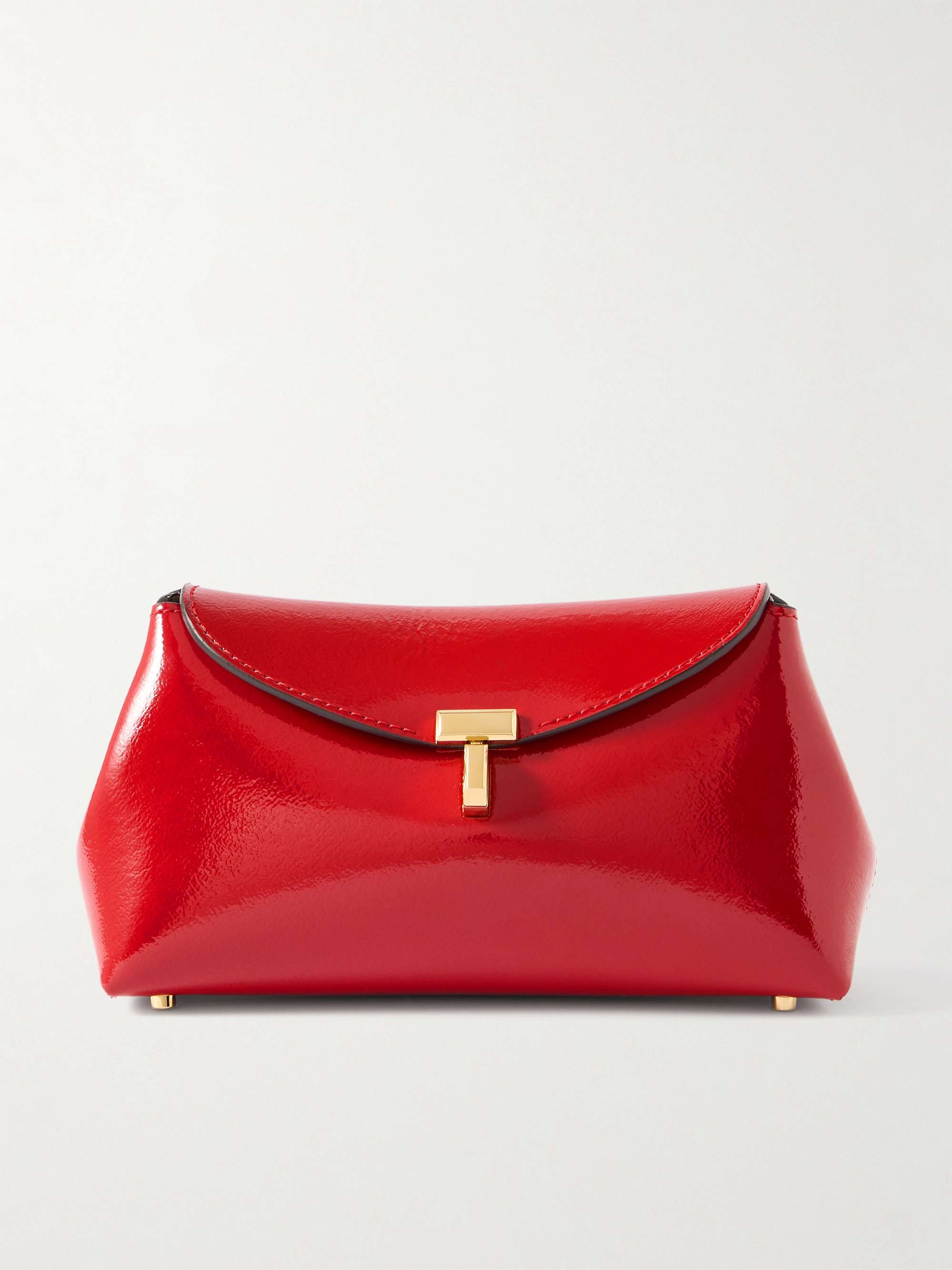 T-Lock Mini Patent-Leather Clutch