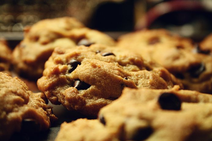 Chocolate chip cookies fresh from the oven.